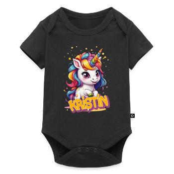 KRISTIN - Beau prénom de fille avec une jolie licorne - Body à manches courtes Premium Bébé - noir - Devant