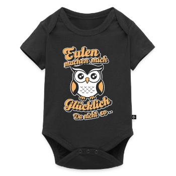 Noctambule, Hibou, Hibou, Oiseau - Body à manches courtes Premium Bébé - noir - Devant
