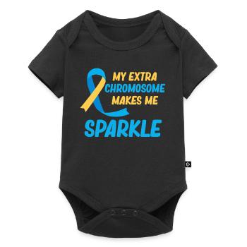 Mon chromosome supplémentaire me fait briller. - Body à manches courtes Premium Bébé - noir - Devant