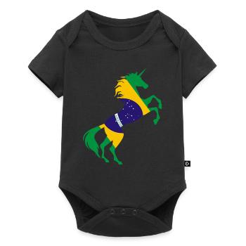 Licorne Brésil Drapeau T-Shirt Licorne Magique Brésil - Body à manches courtes Premium Bébé - noir - Devant