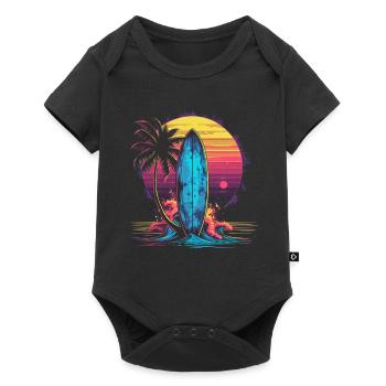 Surf Retro Wave Surfer Cadeau - Body à manches courtes Premium Bébé - noir - Devant