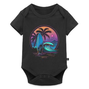 Surf Retro Wave Surfer Cadeau - Body à manches courtes Premium Bébé - noir - Devant