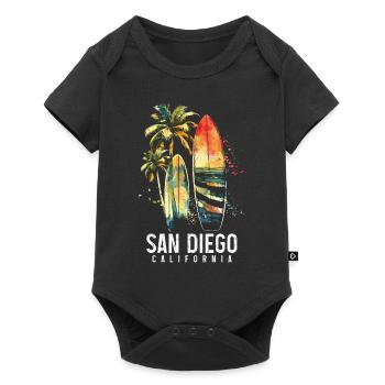 San Diego California Surfing Surfers - Baby Premium short-sleeve bodysuit - black - Front