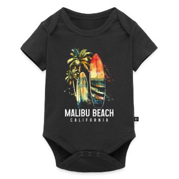 Malibu Beach, California, Surfing, Surfers - Baby Premium short-sleeve bodysuit - black - Front