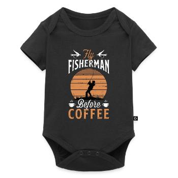 Pêcheur à la mouche avant la chasse au poisson amateur de café - Body à manches courtes Premium Bébé - noir - Devant