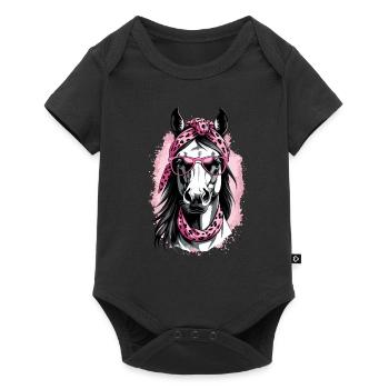 Maman Cheval Cheval Amant Maman Élégant - Body à manches courtes Premium Bébé - noir - Devant
