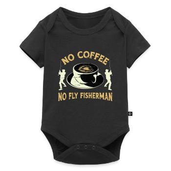 Pêcheur à la mouche sans café Canne à pêche amateur de café - Body à manches courtes Premium Bébé - noir - Devant