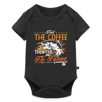 Pêche à la mouche d’abord Le café puis La chasse au poisson - Body à manches courtes Premium Bébé - noir - Devant