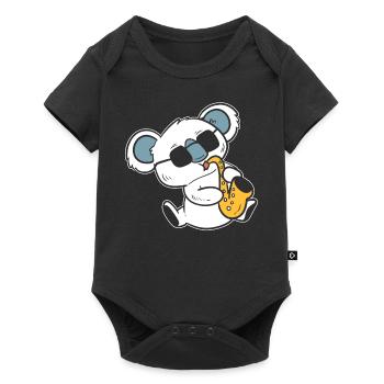 Koala spielt Saxophon Bandmitglied - Baby Premium Kurzarmbody - Schwarz - Vorne
