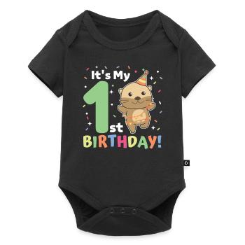 Loutre pour le 1er anniversaire pour les enfants d’un an - Body à manches courtes Premium Bébé - noir - Devant
