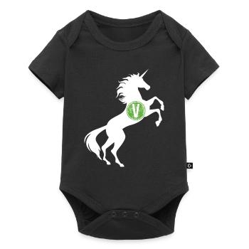 Unicorn Vegan Symbol T-Shirt Vegetarian Magical - Baby Premium short-sleeve bodysuit - black - Front