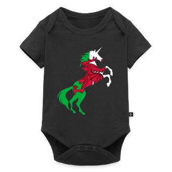 Licorne Pays de Galles Drapeau T-Shirt Licorne Magique Gallois - Body à manches courtes Premium Bébé - noir - Devant
