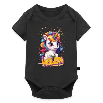 HELEN - Beautiful girl name with cute unicorn - Baby Premium short-sleeve bodysuit - black - Front