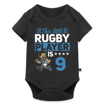 9th Birthday Kids Rugby Player - Baby Premium short-sleeve bodysuit - black - Front