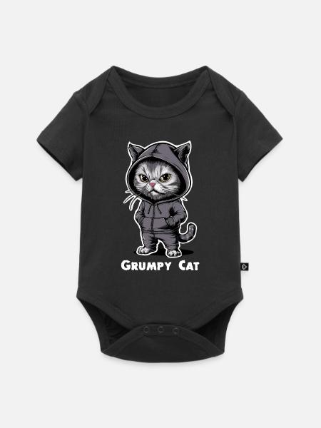 Ärgerliche Böse Katze - Baby Premium Kurzarmbody - Schwarz