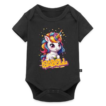 ISABELL - Beautiful girl name with cute unicorn - Baby Premium short-sleeve bodysuit - black - Front