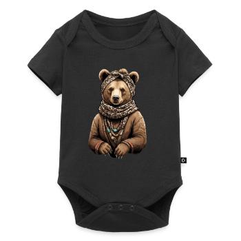 Drôle Maman Ours Mère Ours Fête des Mères - Body à manches courtes Premium Bébé - noir - Devant
