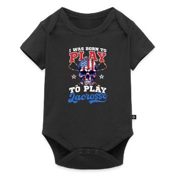 4. Juli Lacrosse Geboren, um Lacrosse zu spielen - Baby Premium Kurzarmbody - Schwarz - Vorne