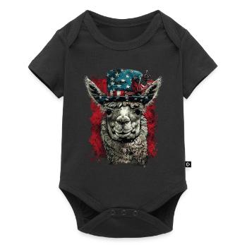 Coole Amerika Llama Sonnenbrille Patriotisch - Baby Premium Kurzarmbody - Schwarz - Vorne