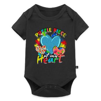 Autist Autismus Puzzle Piece of My Heart - Baby Premium Kurzarmbody - Schwarz - Vorne
