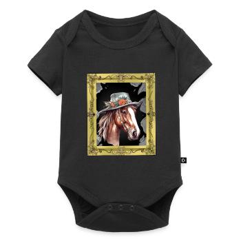 Tête de cheval Cheval Jument Ross Gaule - Body à manches courtes Premium Bébé - noir - Devant