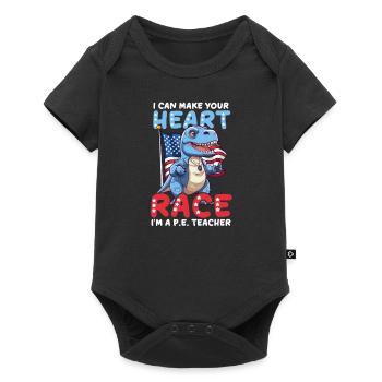 4th Of July PE Teacher Make Heart Race Dinosaur - Baby Premium short-sleeve bodysuit - black - Front