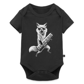 Fox Keytar Keyboard Gift - Baby Premium short-sleeve bodysuit - black - Front