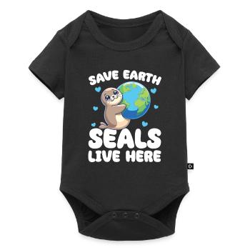 Sauvons les phoques de la Terre vivent ici Jour de la Terre - Body à manches courtes Premium Bébé - noir - Devant