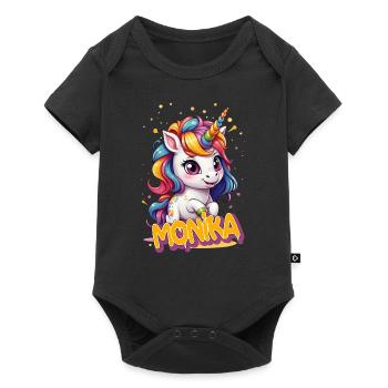MONIKA - Beautiful girl name with cute unicorn - Baby Premium short-sleeve bodysuit - black - Front