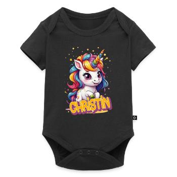 CHRISTIN - Beau prénom de fille avec une jolie licorne - Body à manches courtes Premium Bébé - noir - Devant