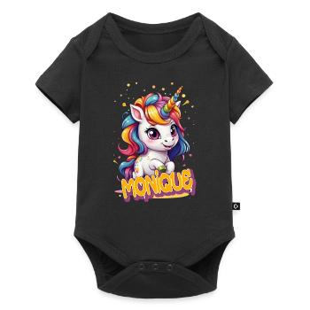 MONIQUE - Beau prénom de fille avec une jolie licorne - Body à manches courtes Premium Bébé - noir - Devant