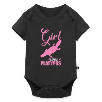 Girl loves Platypus Schnabeltier - Baby Premium short-sleeve bodysuit - black - Front