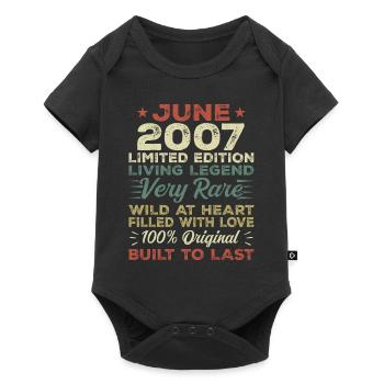 Juni 2007 Geburtstag Juni 2007 Geschenk Juni 2007 - Baby Premium Kurzarmbody - Schwarz - Vorne