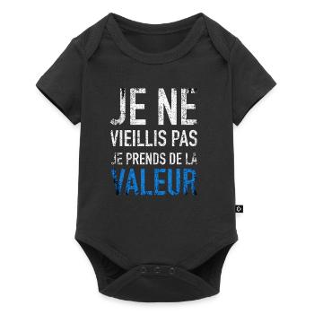 Je ne vieillis pas je prends de la valeur - Body à manches courtes Premium Bébé - noir - Devant
