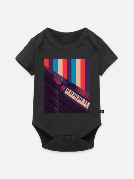 Keytar Keyboard Geschenk - Baby Premium Kurzarmbody - Schwarz
