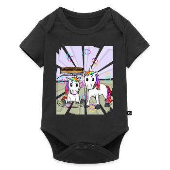 Unicorns Unicorn Mythical Animal Love Heart Valentine - Baby Premium short-sleeve bodysuit - black - Front