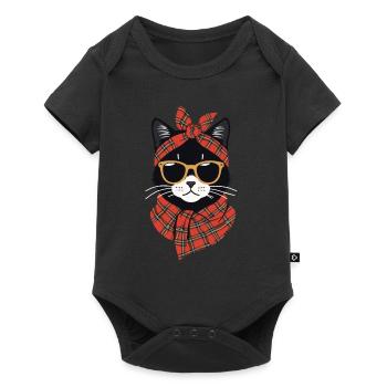 Chat mignon maman amoureux des chats style maman - Body à manches courtes Premium Bébé - noir - Devant