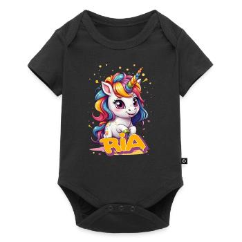 RIA - Beau nom de fille avec une jolie licorne - Body à manches courtes Premium Bébé - noir - Devant