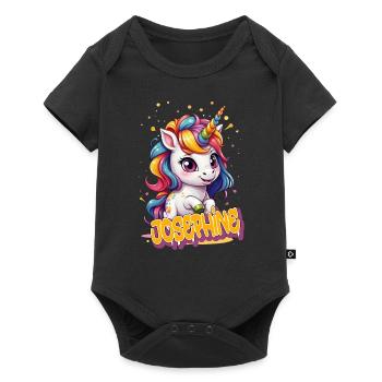 JOSEPHINE - Beautiful girl name with cute unicorn - Baby Premium short-sleeve bodysuit - black - Front