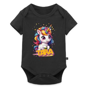 TARA - Beau prénom de fille avec une jolie licorne - Body à manches courtes Premium Bébé - noir - Devant