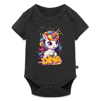DINA - Beau prénom de fille avec une jolie licorne - Body à manches courtes Premium Bébé - noir - Devant