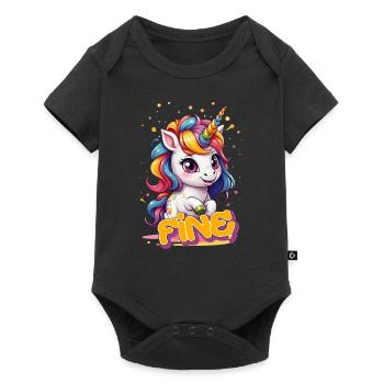FINE - Beau nom de fille avec licorne mignonne - Body à manches courtes Premium Bébé - noir - Devant