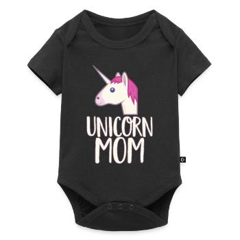 Einhorn Mama T-Shirt - Süßer rosa Regenbogen magisch - Baby Premium Kurzarmbody - Schwarz - Vorne