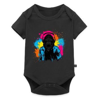 DJ Monkey Music Party Fun Sunglasses Fun Dancing C - Baby Premium short-sleeve bodysuit - black - Front