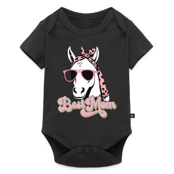 Maman Cheval Cheval Amant Maman Amour Élégant - Body à manches courtes Premium Bébé - noir - Devant