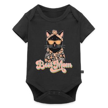 Meilleure Maman Chat Mignon Maman Élégant - Body à manches courtes Premium Bébé - noir - Devant