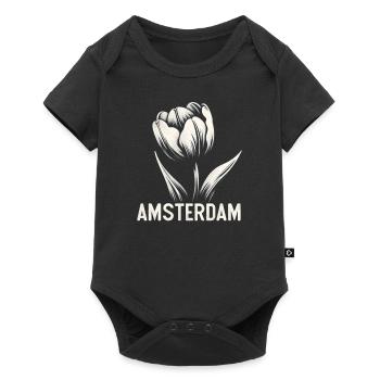 Amsterdam Tulipe Pays-Bas - Body à manches courtes Premium Bébé - noir - Devant