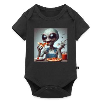 Pizza extraterrestre amusante - Body à manches courtes Premium Bébé - noir - Devant