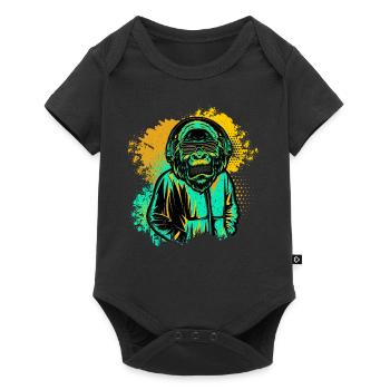 DJ Monkey Music Party Fun Sunglasses Dance Party M - Baby Premium short-sleeve bodysuit - black - Front