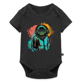 DJ Monkey Music Party Fun Lunettes De Soleil Monkey Headph - Body à manches courtes Premium Bébé - noir - Devant